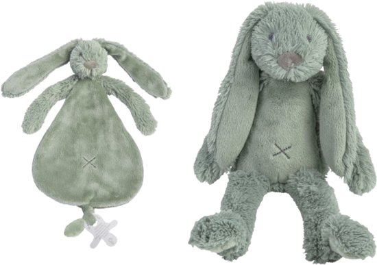 Happy Horse Konijn Richie 28cm + knuffeldoekje - Groen - Baby knuffel van Merkloos