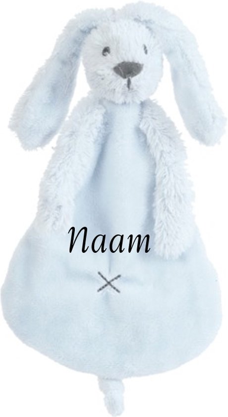 Happy Horse Konijn Richie Knuffeldoekje met naam Baby Blue - Knuffeldoekje met naam - Gepersonaliseerd geborduurd kraamcadeautje van Happy Horse