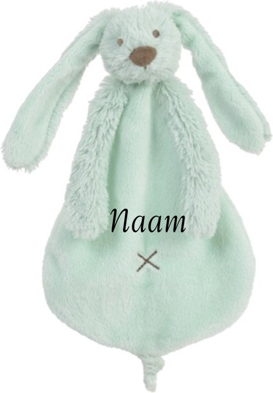 Happy Horse Konijn Richie Knuffeldoekje met naam Lagoon - Knuffeldoekje met naam - Gepersonaliseerd geborduurd kraamcadeautje van Happy Horse