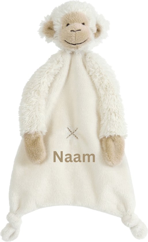 Happy Horse Monkey Mickey - Met Geborduurde Naam - Kleur Ivory/Wit - Kraamcadeau van Merkloos