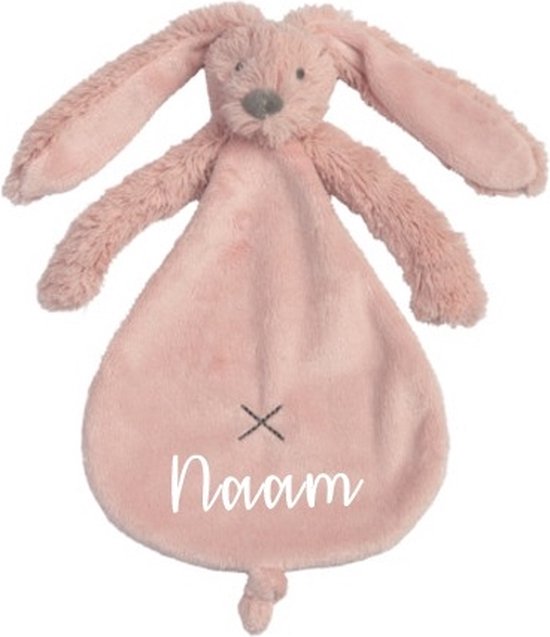 Happy Horse Old Pink Rabbit Richie Knuffeldoekje met naam van Merkloos