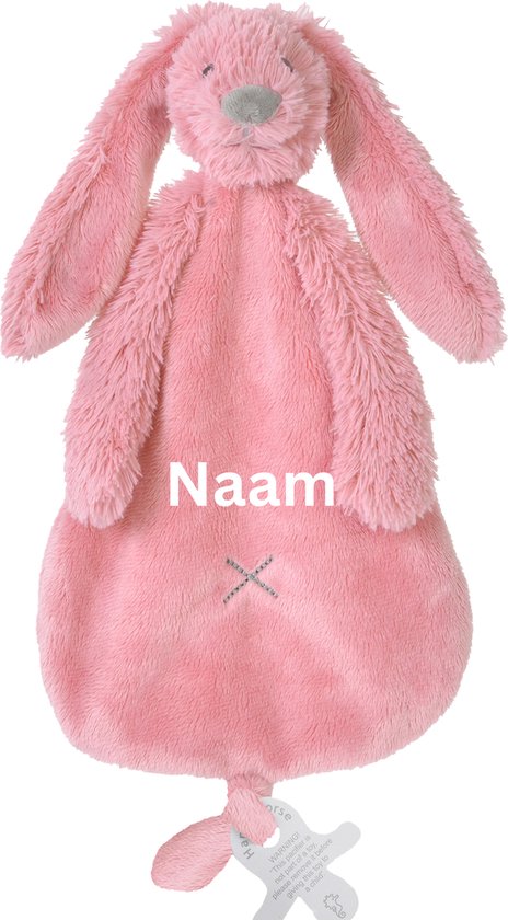 Happy Horse Rabbit Richie - Geborduurde Naam - Kleur Deep Pink - Met Naam - Kraamcadeau van Merkloos
