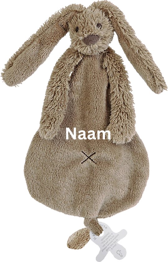 Happy Horse Rabbit Richie - Met Geborduurde Naam - Kleur Clay - Gepersonaliseerd - Kraamcadeau