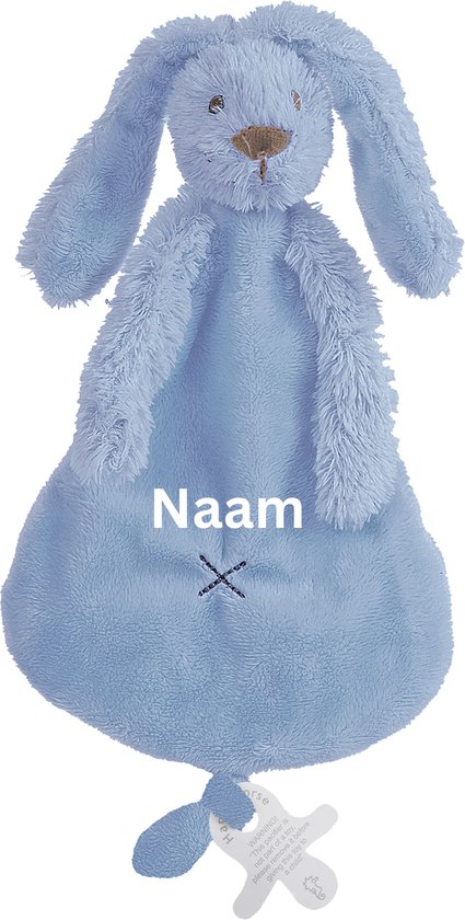 Happy Horse Rabbit Richie - Met Geborduurde Naam - Kleur Deep Blue - Kraamcadeau van Merkloos