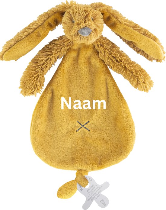 Happy Horse Rabbit Richie - Met Geborduurde Naam - Kleur Oker - Kraamcadeau