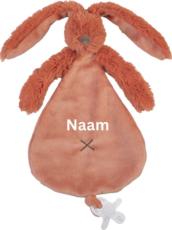 Happy Horse Rabbit Richie - Met Geborduurde Naam - Kleur Orange - Kraamcadeau van Merkloos