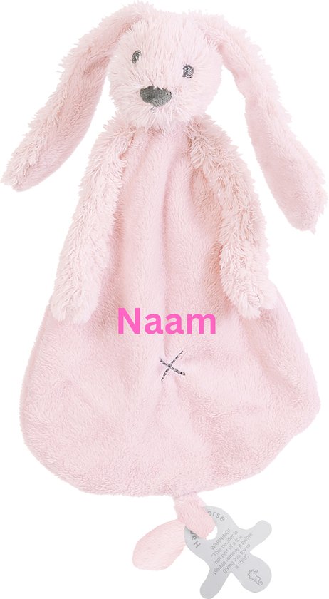 Happy Horse Rabbit Richie - Met Geborduurde Naam - Kleur Pink - Kraamcadeau van Merkloos