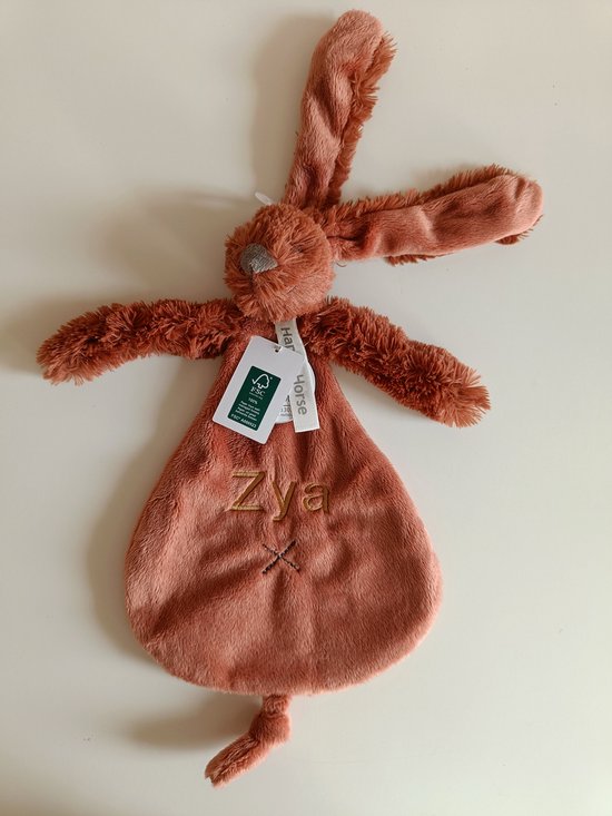 Happy Horse Rabbit Richie - Met Geborduurde Naam - Kleur Rusty - Kraamcadeau van Merkloos
