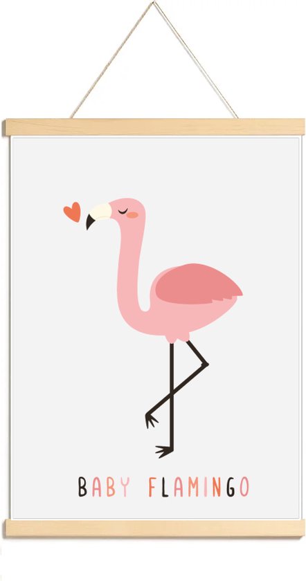 Happy Walls - Babykamer Poster Canvas - Cute Flamingo - A3 van Happy Walls