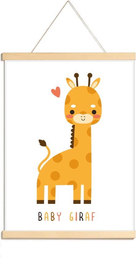 Happy Walls - Babykamer Poster Canvas - Cute Giraf - A3 van Happy Walls