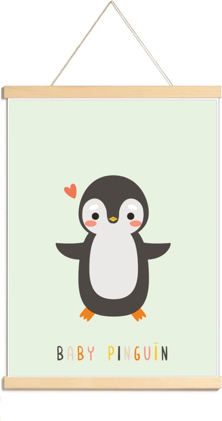 Happy Walls - Babykamer Poster Canvas - Cute Pinguin - A3 van Happy Walls