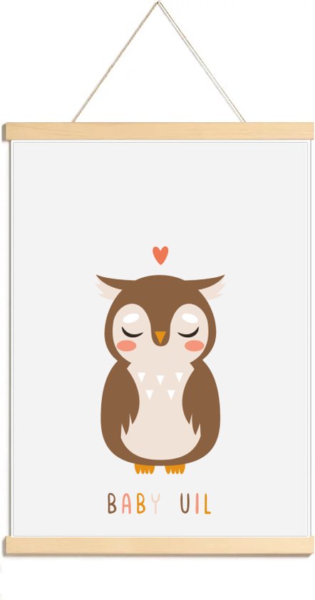 Happy Walls - Babykamer Poster Canvas - Cute Uil - A3 van Happy Walls