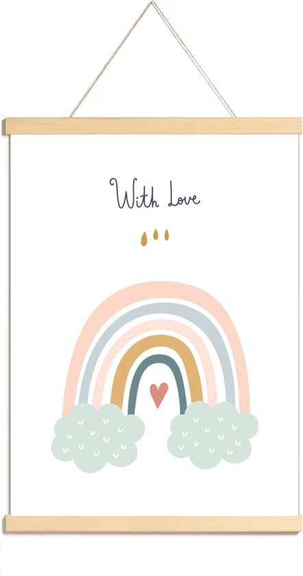 Happy Walls - Babykamer Poster Canvas - Regenboog Love - A3 van Happy Walls