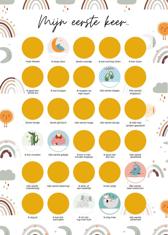 Happy Walls - Kraamcadeau - Baby Milestones Krasposter - Cadeau Jongen en Meisje van Happy Walls