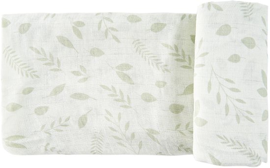 HappyBear | Swaddle Hydrofiele Doek - Botanical | Extra groot - 120cm | Inbakerdoek | 100% zachte tweelaags katoenen mousseline