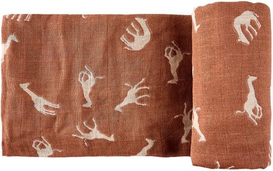 HappyBear | Swaddle Hydrofiele Doek - Savanna | Extra groot - 120cm | Inbakerdoek | 100% zachte tweelaags katoenen mousseline van HappyBear