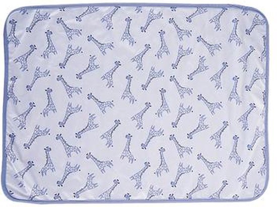HappyBear | Verschoonmatje - Blue Giraffe | 50cm x 70cm | Handig voor onderweg | Compact en licht van gewicht | Waterdichte toplaag van HappyBear