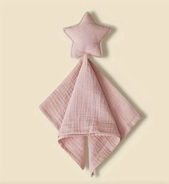 HappyFlute Roze Ster 100% Katoenen Babydoek - 40x40Cm, Effen Kleur, Katoen van HappyFlute
