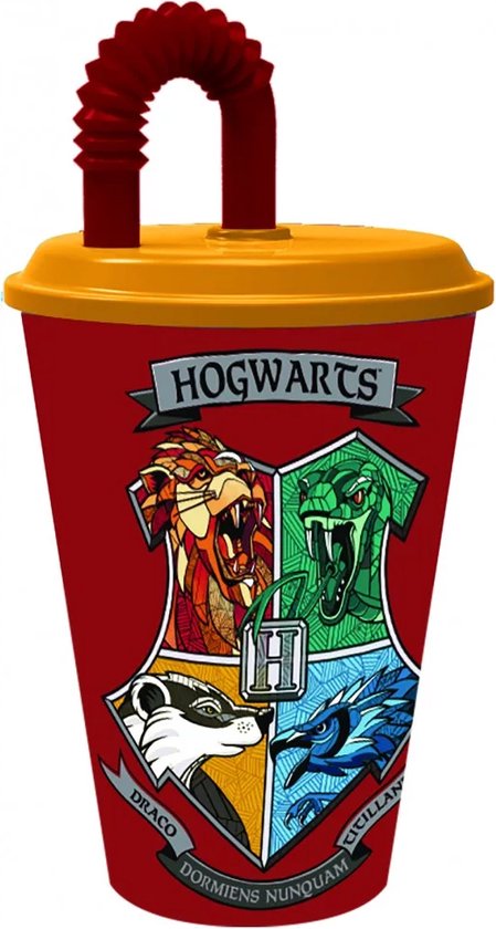 Harry Potter Drinkbeker met Rietje - 430 ml. - Bioscoop beker van Wizarding World