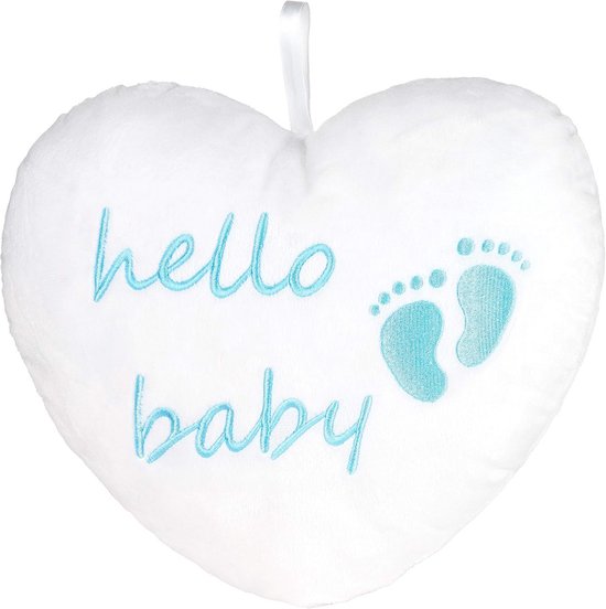 Hartkussen voor de geboorte van een baby - Babyshowercadeau - Decoratie voor de kinderkamer - Zacht pluche - 25 x 15 cm