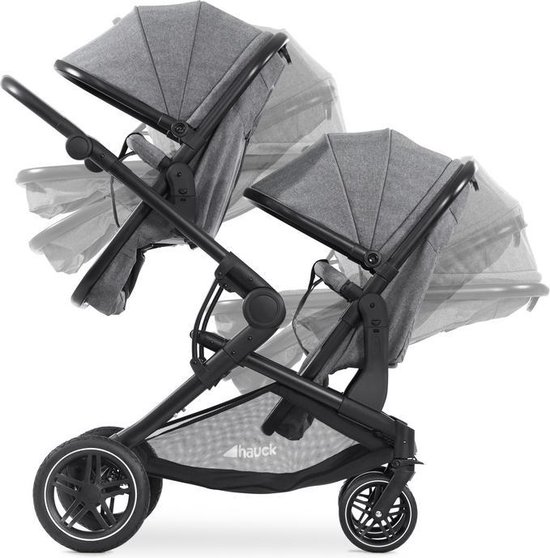 Hauck Atlantic Twin - Tweeling kinderwagen - Compact opvouwbaar - Melange Grey van Hauck