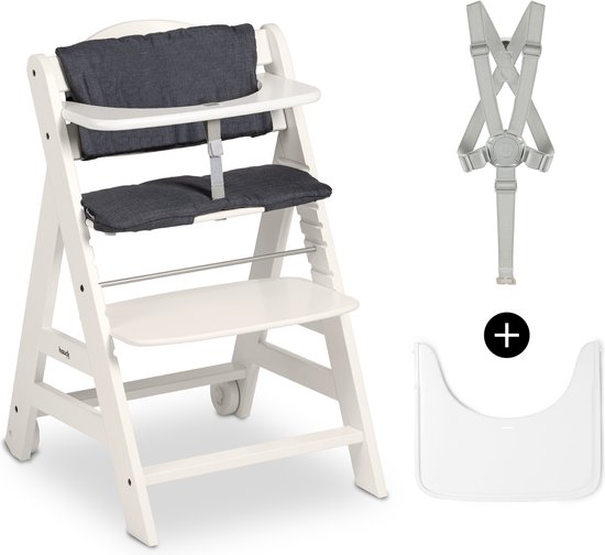 Hauck Beta+ kinderstoelset - FSC®-gecertificeerd – Hout - inclusief wielen en houten tafel - White van Hauck
