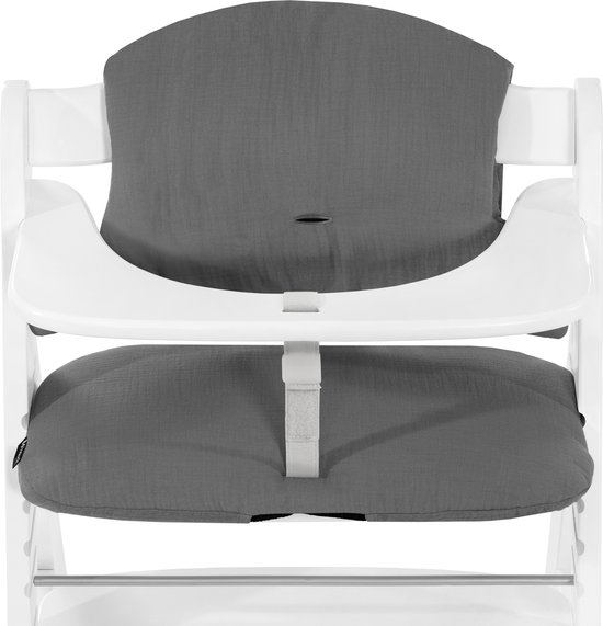 hauck Highchair Pad Select - Hoogwaardige kussenset voor de hauck kinderstoel - Muslin Dark Grey