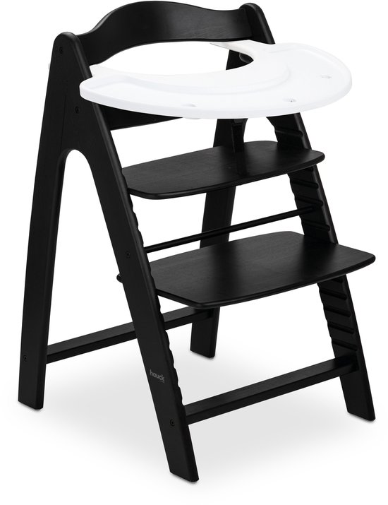 hauck kinderstoel set Arketa N Play - houten kinderstoel met speelblad - FSC®-gecertificeerd beukenhout - Blackwashed van Merkloos