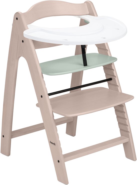 hauck kinderstoel set Arketa N Play - houten kinderstoel met speelblad - FSC®-gecertificeerd beukenhout - Whitewashed Mint van Merkloos