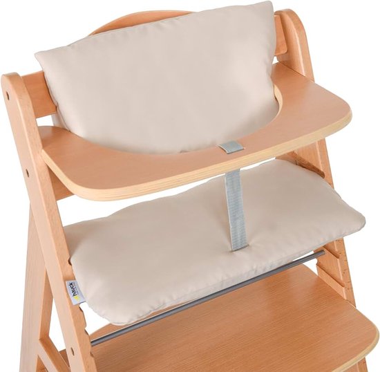 Hauck Stoelverkleiner voor Hauck Alpha/Beta/Gamma Kinderstoel - 2-delige Luxe Kussenset - Oeko-Tex Schadestofvrij & Wasbaar - Beige | 2-delig zitkussen voor hauck Alpha-kinderstoel, als zitkussen, zitverkleiner en kinderstoelkussen