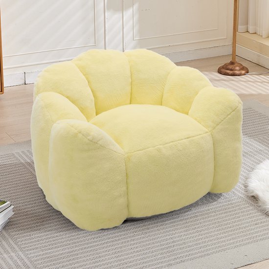 HAUSS SPOLE Fauteuil - Lotusvormig Compact Design - Zachte Velvet Bekleding - Voor Woonkamer En Slaapkamer - Geel