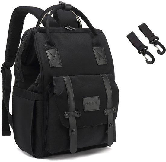 HAUSS SPOLE Luiertas-Rugzak Met Verschoningsmatje-Grote Capaciteit Voor Onderweg-Multifunctioneel Met USB-Oplaadpoort-28x40x18cm-Oxford-Zwart van HAUSS SPOLE