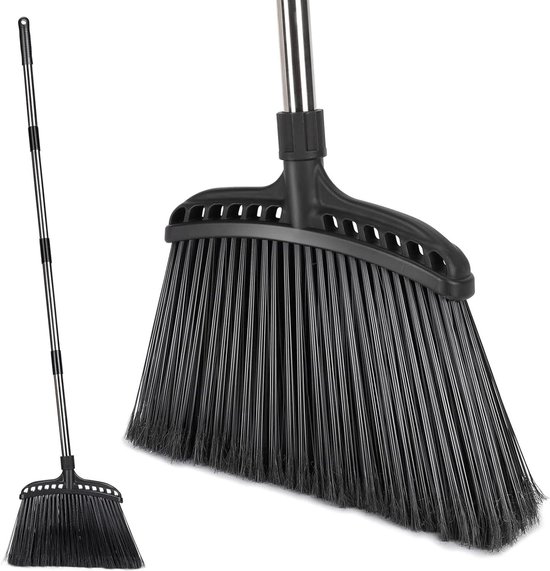 Heavy Duty buitenborstel met stijve haren - 142 cm uitschuifbare lange steel - veegborstel voor tuin, lobby, patio, garage, huis, keuken, kantoor - zwart van Keeeper