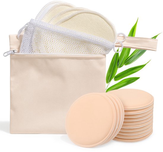 Heevli® Wasbare Zoogcompressen - BabyCare - 14 Stuks - Milieuvriendelijk - Herbruikbaar - Natuurlijk - Wasbaar - Inclusief Opbergzakje van Heevli