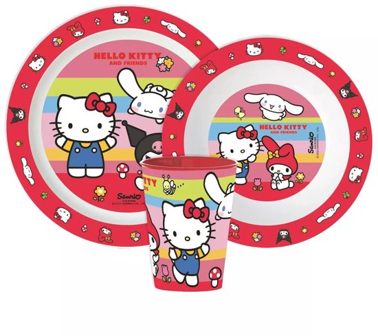 Hello Kitty & Friends kinderservies 3-delig – bord, kom & beker