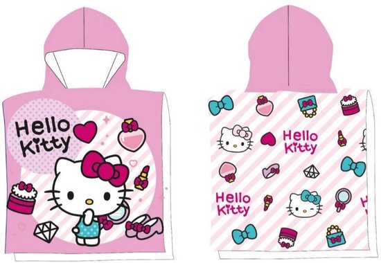 Hello Kitty Poncho - Hello kitty stranddoek - Hello Kitty Fashion strandhanddoekponcho 50x100 cm (Snel Drogen)