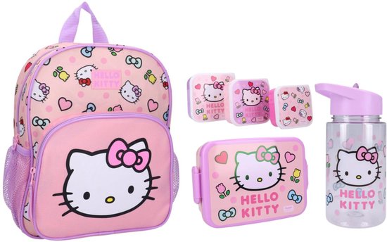 Hello Kitty schoolset: rugzak + lunchbox + drinkfles + snackboxen van Hello Kitty
