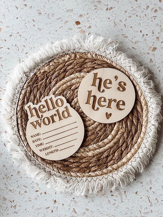 Hello world - invul geboortebord - geboortebord - Kraamcadeau - Babyshower - Geboortecadeau - Baby van Relaxed Babii's Land