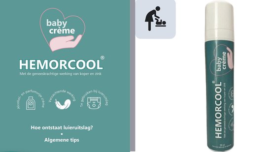 Hemorcool® - Baby Zalf - Luieruitslag - Baby Billen Crème - Baby crème - Rode Billen - Met de geneeskrachtige werking van Koper en Zink van Hemorcool®