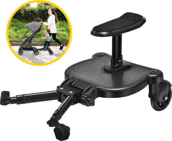 HeppieBabie Universeel Meerijdplankje - Met Zitje en Bekerhouder - Voor Kinderwagen of Buggy - Buggy Board van HeppieBabie