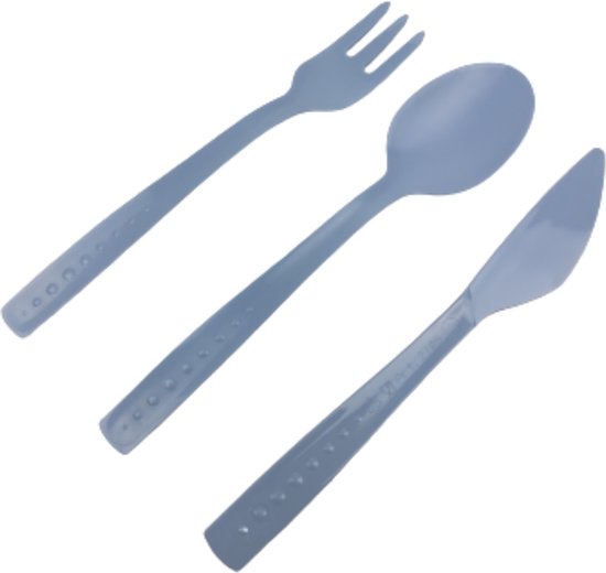 Herbruikbare bestek BACO - Blauw - Kunststof - 15 delig - picknickbestek van $