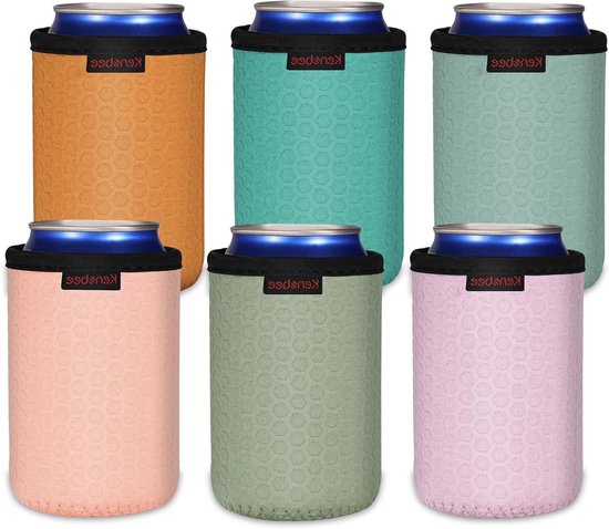 Herbruikbare Neopreen Can Cooler Set van 6, Geïsoleerde en Antislip Houder voor Bierblikken in Diverse Kleuren
