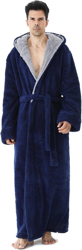 Heren lange gewaden met capuchon volledige lengte capuchon badjas fleece pluche pluizige huisjas nachthemd