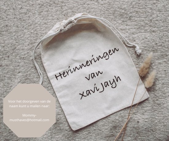 Herinneringen kind - Mommy musthaves - organizer bag - opberger - multifunctioneel - gepersonaliseerd - tas - katoen - naturel - kraamcadeau - baby accessoire - babyshower van Mommy musthaves