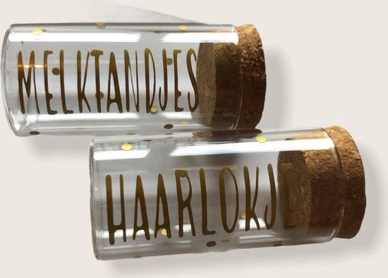 Herinneringspotjes Melktandjes en haarlokje van HOPpas