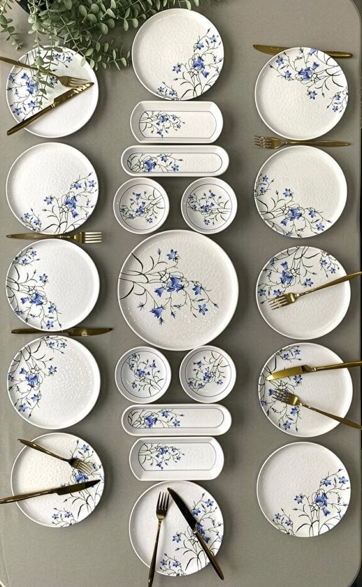 Hermia Concept Seed Blue - Ontbijtset - 21-delig - Blauw/Wit