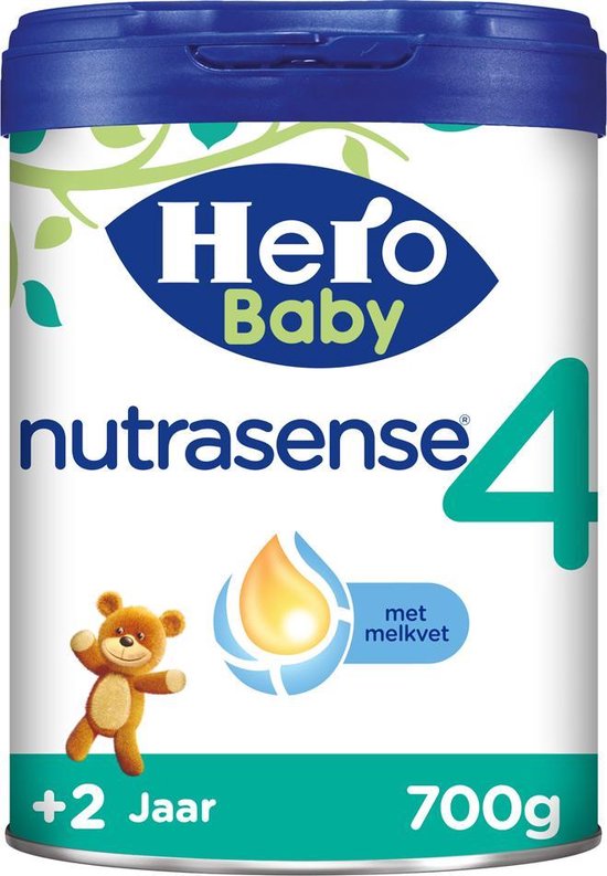 Hero Baby Nutrasense 4 (2+ Jaar) - Flesvoeding - 1 x 700gr - Peutermelk - met Melkvet - Palmolie Vrij van Hero Baby