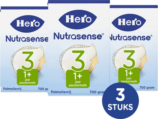 Hero Baby Nutrasense Peutermelk Classic 3 (1+ Jaar) - 3 x 700gr - Met Melkvet - Palmolievrij van Hero Baby