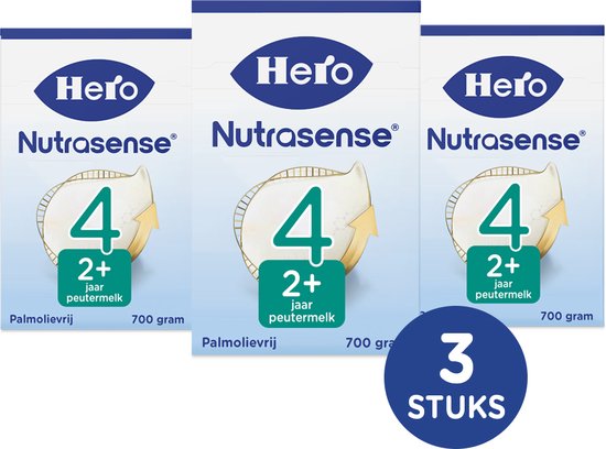 Hero Baby Nutrasense Peutermelk Classic 4 (2+ Jaar) - 3 x 700gr - Flesvoeding - met Melkvet - Palmolievrij van Hero Baby