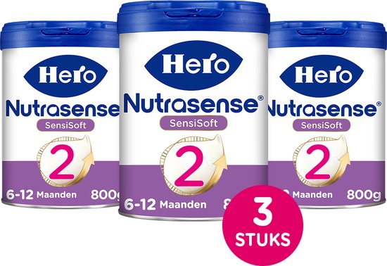 Hero Baby Nutrasense Sensisoft opvolgmelk 2 - Flesvoeding van 6 tot 12 maanden - 3 x 800 gram van Hero Baby